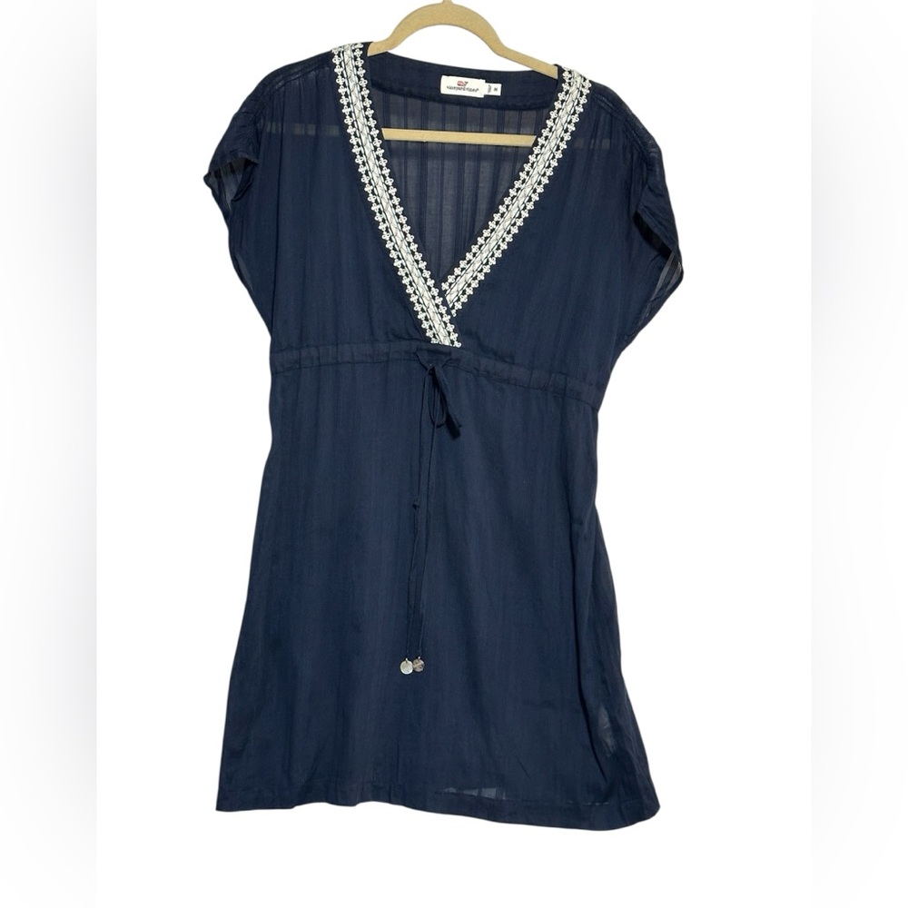 Vineyard Vines Blue Beach/ Swim Coverup-White Accents- elastic & drawstring l